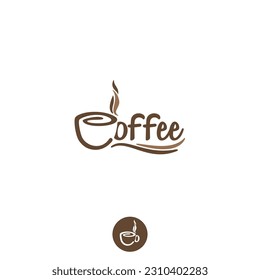 COFFEE Wordmark Logo - The letter C and O becomes a cup of coffee.