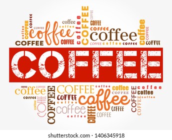Coffee words cloud collage, art concept background