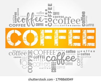 Collage de palabras de café en la nube, fondo de concepto de arte