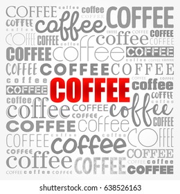 Coffee words cloud collage, art concept background