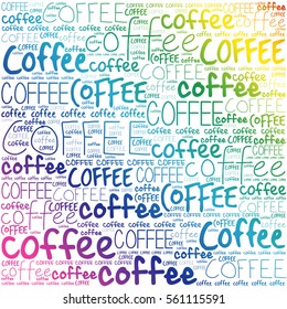 Coffee words cloud collage, poster background