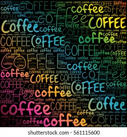 Coffee words cloud collage, poster background