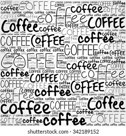 Coffee words cloud poster background