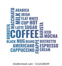 Coffee words collage. Vector.