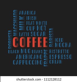 Coffee words collage. Vector.