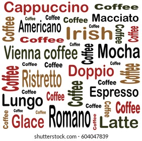 Coffee words seamless background