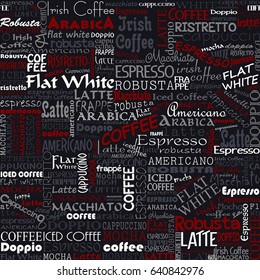 Coffee Words Seamless Background