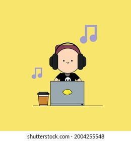 Coffee and work Illustration. modern simple vector icon, flat graphic symbol in trendy flat design style. wallpaper. lockscreen. pattern. frame, background, backdrop, sign, logo.