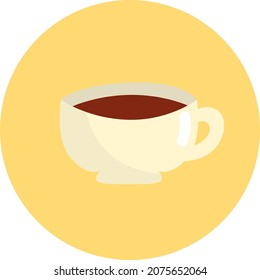 Café en taza amarilla, ilustración, vector, sobre fondo blanco.