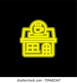 Coffee yellow glowing neon ui ux icon. Glowing sign logo vector