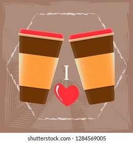 Coffee for yourself and beloved. I like it. Brown background.