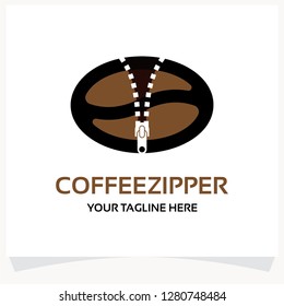 Coffee Zip Logo Template Design Vector Inspiration. Icon Design