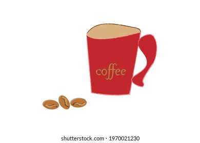 coffee.a cup of coffee, roasted beans.isolated on a white background.vector illustration.logo, print.