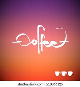 Coffee.creative coffee lettering. Decorative letter. Hand drawn lettering. Vector hand-painted illustration. Decorative inscription. Coffee break. 