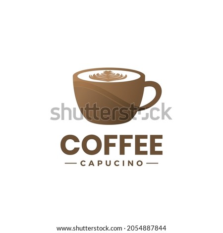 Coffeecup logo Vector logo design template for coffee shop logo. Latte art coffee with heart foam on top glass