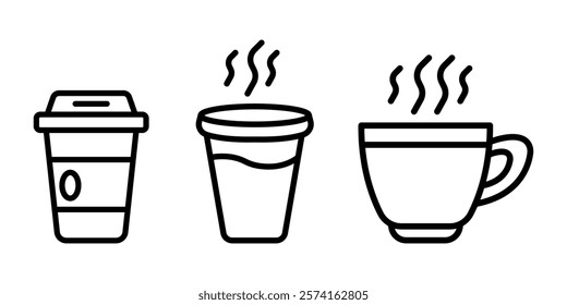 coffee-cup outline or line icon design bundle.