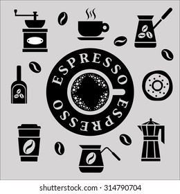 Coffee,espresso  set. Vector icons 2