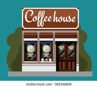 Coffeehouse in flat style. Vector illustration Eps10 file.