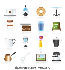 Caf? and coffeehouse icons - vector icon set