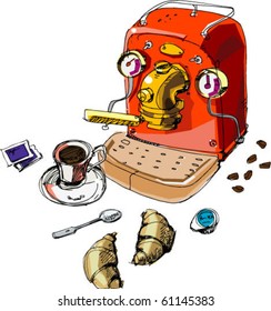 coffee-machine and croissants