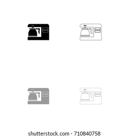 Coffeemaker, coffee machine black and grey set icon .
