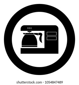 Coffeemaker, coffee machine black icon in circle .