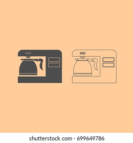 Coffeemaker, coffee machine dark grey set icon .