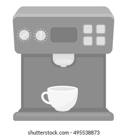 Coffeemaker icon in monochrome style isolated on white background. Household appliance symbol stock vector illustration.