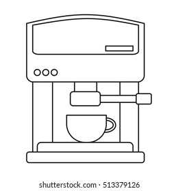 Coffeemaker icon in outline style isolated on white background. Kitchen symbol stock vector illustration.