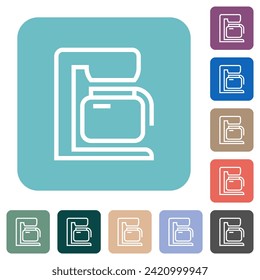 Coffeemaker outline white flat icons on color rounded square backgrounds