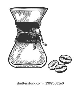Coffeemaker sketch engraving vector illustration. Scratch board style imitation. Black and white hand drawn image.