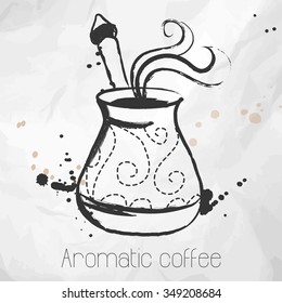 Coffee-maker. Sketch. Vector isolated illustration. 