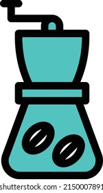 código de línea de color vectorial de cafetera