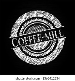 Coffee-mill chalkboard emblem