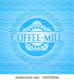 Coffee-mill water concept style badge.