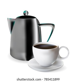 Coffeepot with coffee realistic vector.