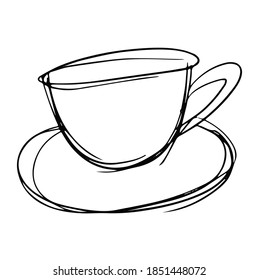 Coffees cup shop concept,Continuous line drawing of cup of coffee. Vector illustration. Hand drawn vector illustration. Can be used for shop, market, fabric, wrapping paper, scrapbooking.