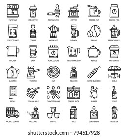 coffee's equipment icon set, isolated on white background