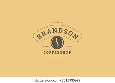 Coffeeshop coffee bean retro logo design template with star decor element vector flat illustration. Cafe cafeteria shop store breakfast both morning caffeine beverage creative minimalist logotype