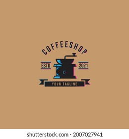 Coffeeshop Logo With A Grinder As An Object