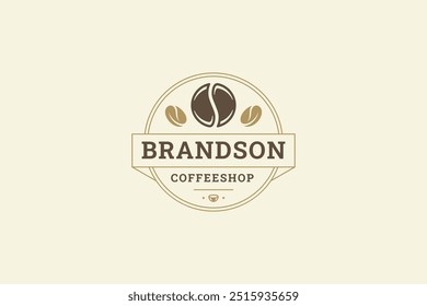 Coffeeshop natural bean retro circle logo design template vector flat illustration. Coffee store shop cafe with morning traditional caffeine hot beverage old style minimalist logotype