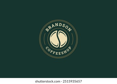 Coffeeshop natürliche Kaffeebohnen Kreis Retro-Logo Design-Vorlage Vektor flache Illustration. Traditionelle morgens Koffein trinken aroma duft heiß getränk alt stil minimalistisch logotype