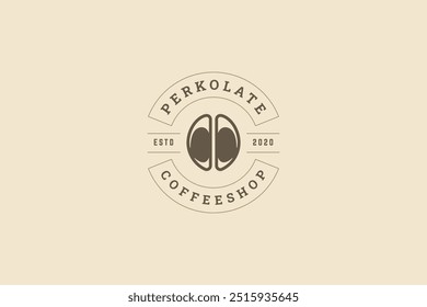 Coffeeshop natural coffee bean retro circle logo design template vector flat illustration. Traditional morning caffeine hot beverage cafe cafeteria minimalist old style logotype brand emblem