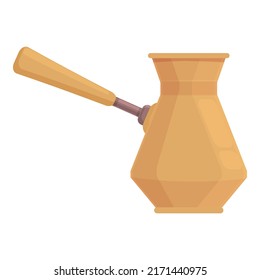 Coffeeshop pot icon cartoon vector. Turkish cezve. Arab bag steam