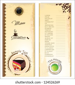 Coffee,tea and cakes menu template
