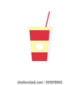 Coffee/tea mug in flat style. White cup on light blue background
