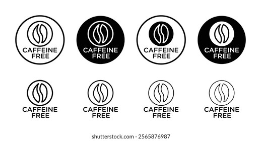 coffeine free icon Black and white outline vector