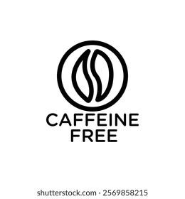 coffeine free icon Black and white outline vector