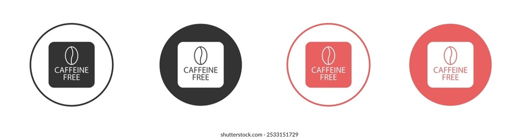 coffeine free icon Flat set in black and white color