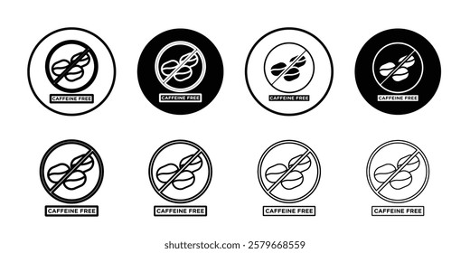 coffeine free icon Outline thin set pack series